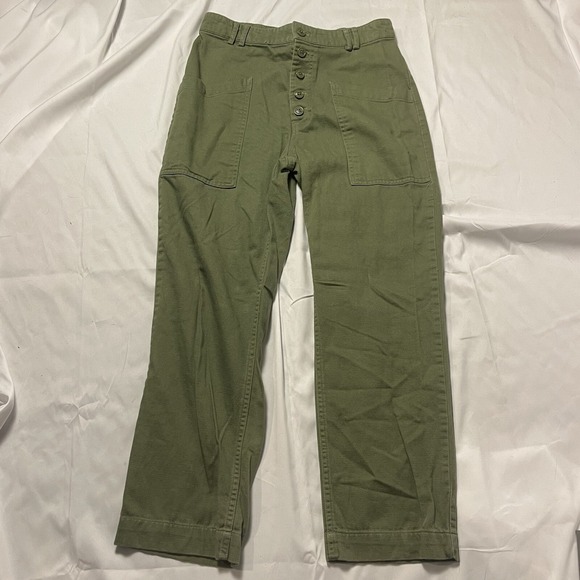 Urban Outfitters Size 4 Green Button Fly High Waist Wide Leg Drop Pocket Pants - Picture 1 of 11